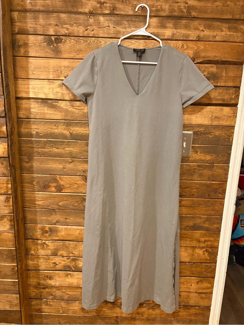 Rachel Zoe Simple V-Neck Short Sleeve Maxi Dress in Sage size large